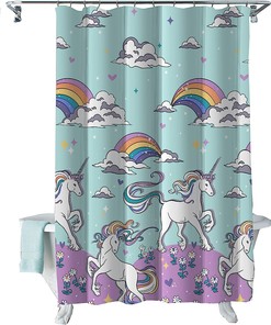 Magical Unicorn Shower Curtain- Waterproof and Kid-friendly Bathroom Accessory for Kid's Bathroom Decor