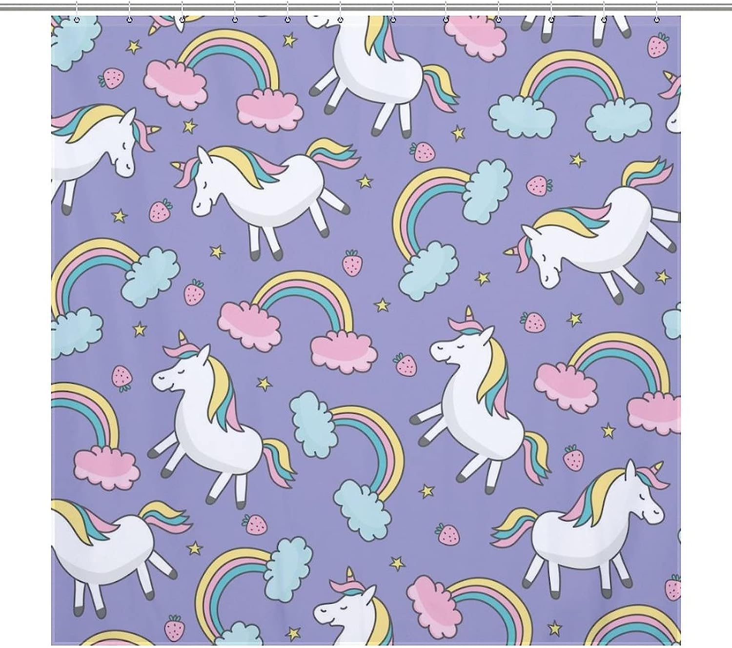 Magical Unicorn Shower Curtain With Metal Grommet Holes - Waterproof And Fun!