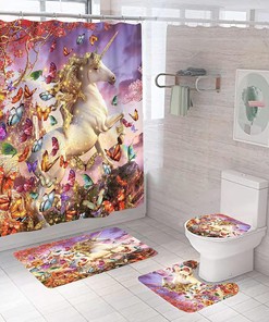 Magical Unicorn Under Starry Sky Shower Curtain - Enchanting Bathroom Decor