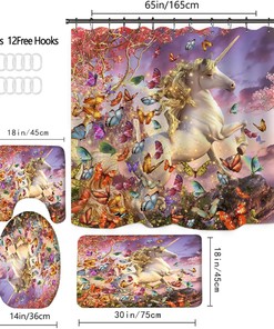 Magical Unicorn Under Starry Sky Shower Curtain - Enchanting Bathroom Decor
