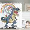 Magical Unicorn and Dinosaur Shower Curtain Set, Kids Bathroom Decor with Fantasy Elements 