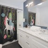 Magical Unicorn and Mermaid Shower Curtain for Kids Bathroom Decor