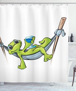 Magnificent Reptile Shower Curtain, Doodle Art Pattern With Animals And Footprints