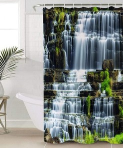 Magnificent Waterfall Flowing Water Luxury Shower Curtain for a Spa-like Bathroom