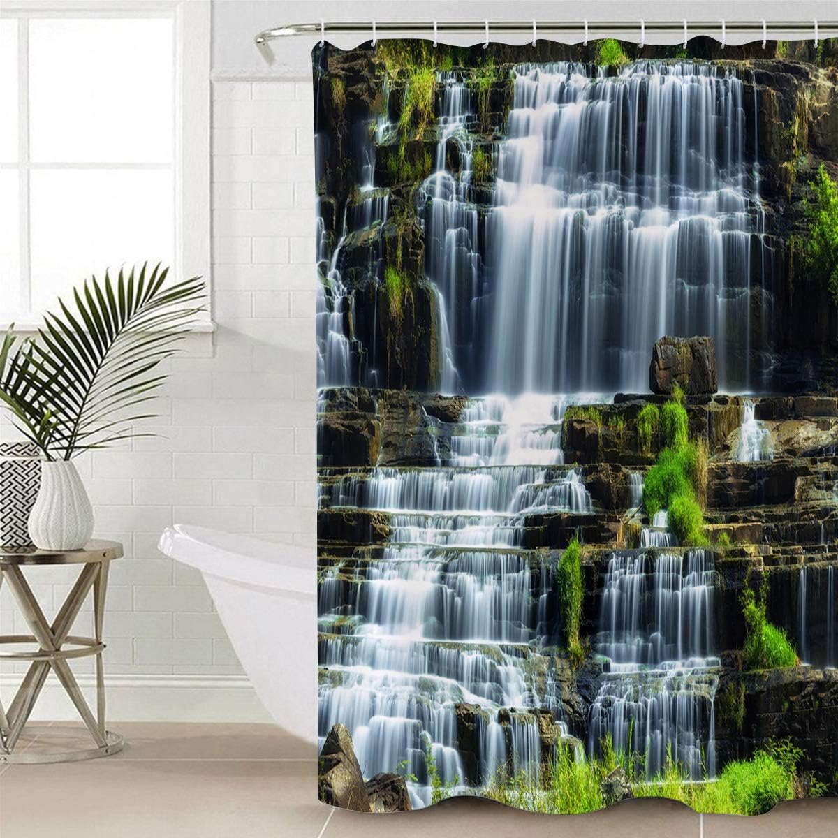 Magnificent Waterfall Flowing Water Luxury Shower Curtain for a Spa-like Bathroom