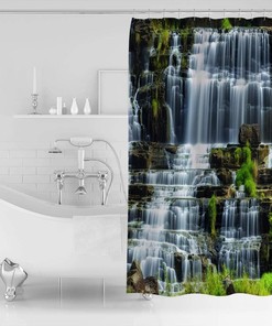 Magnificent Waterfall Flowing Water Luxury Shower Curtain for a Spa-like Bathroom