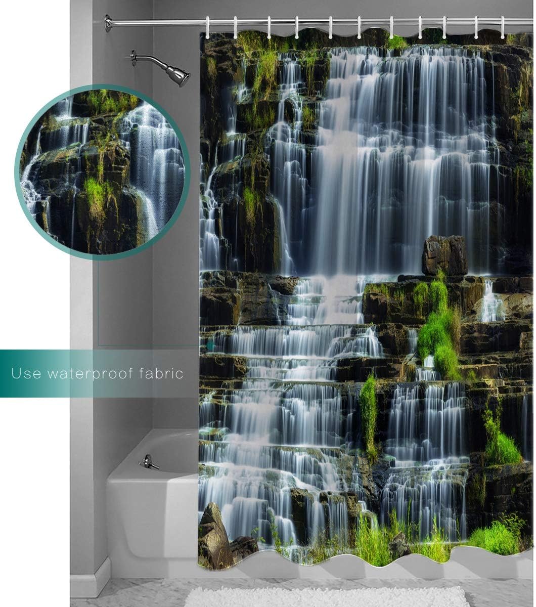 Magnificent Waterfall Flowing Water Luxury Shower Curtain for a Spa-like Bathroom