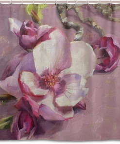 Magnolia Blossom Water-Repellent Shower Curtain for Your Bathroom 