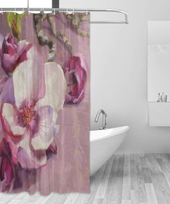 Magnolia Blossom Water-Repellent Shower Curtain for Your Bathroom