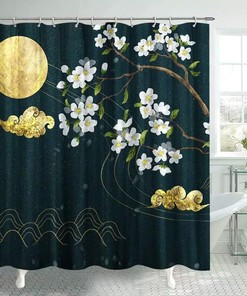 Magnolia Flower Art Printed Shower Curtain for Elegant Bathroom Decor