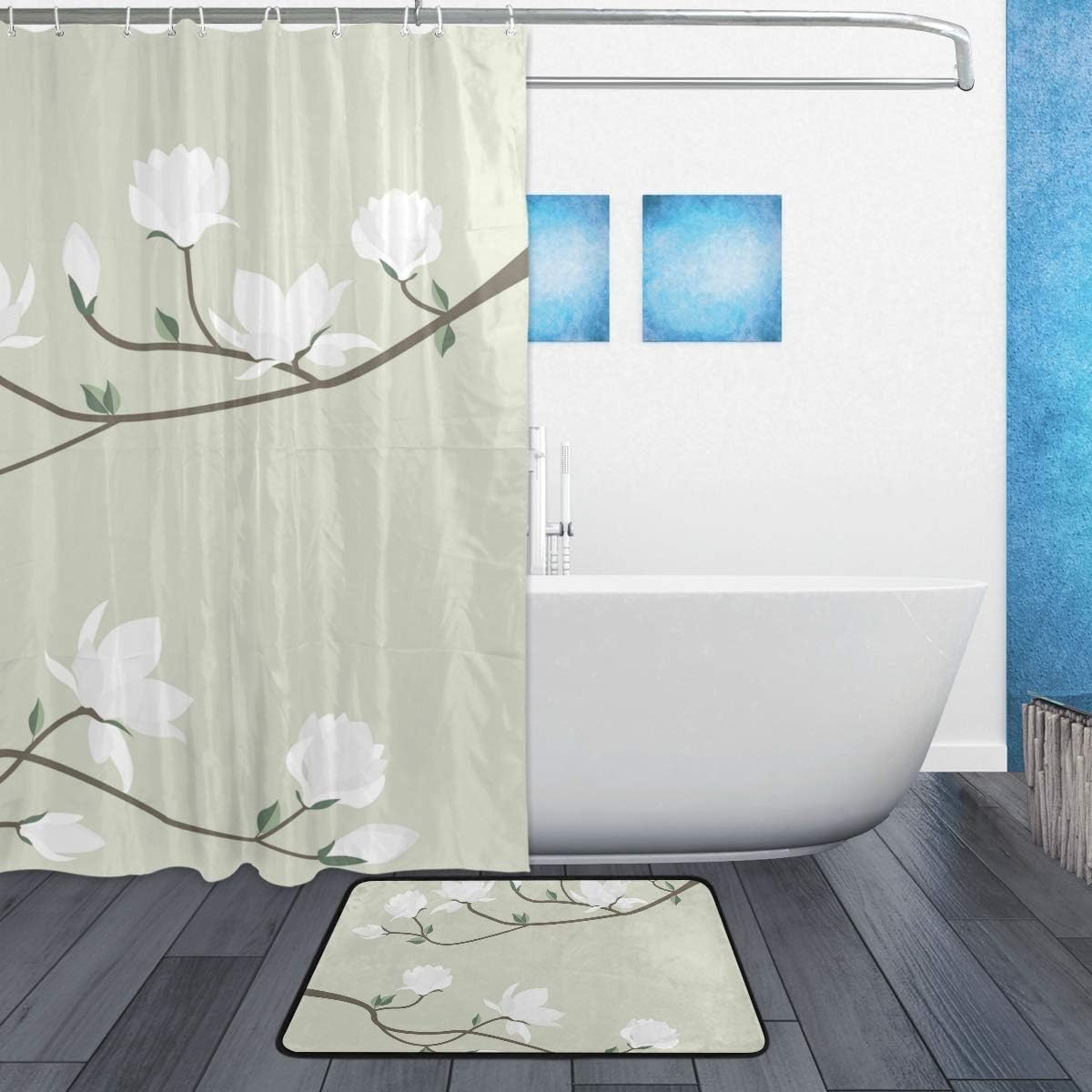 Magnolia Flower Shower Curtain - Waterproof Bath Accessory - Image 2