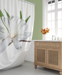 Magnolia Flower Shower Curtain for a Floral and Chic Bathroom Decoration.