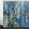 Magnolia Flower and Birds Design Waterproof Fabric Shower Curtain