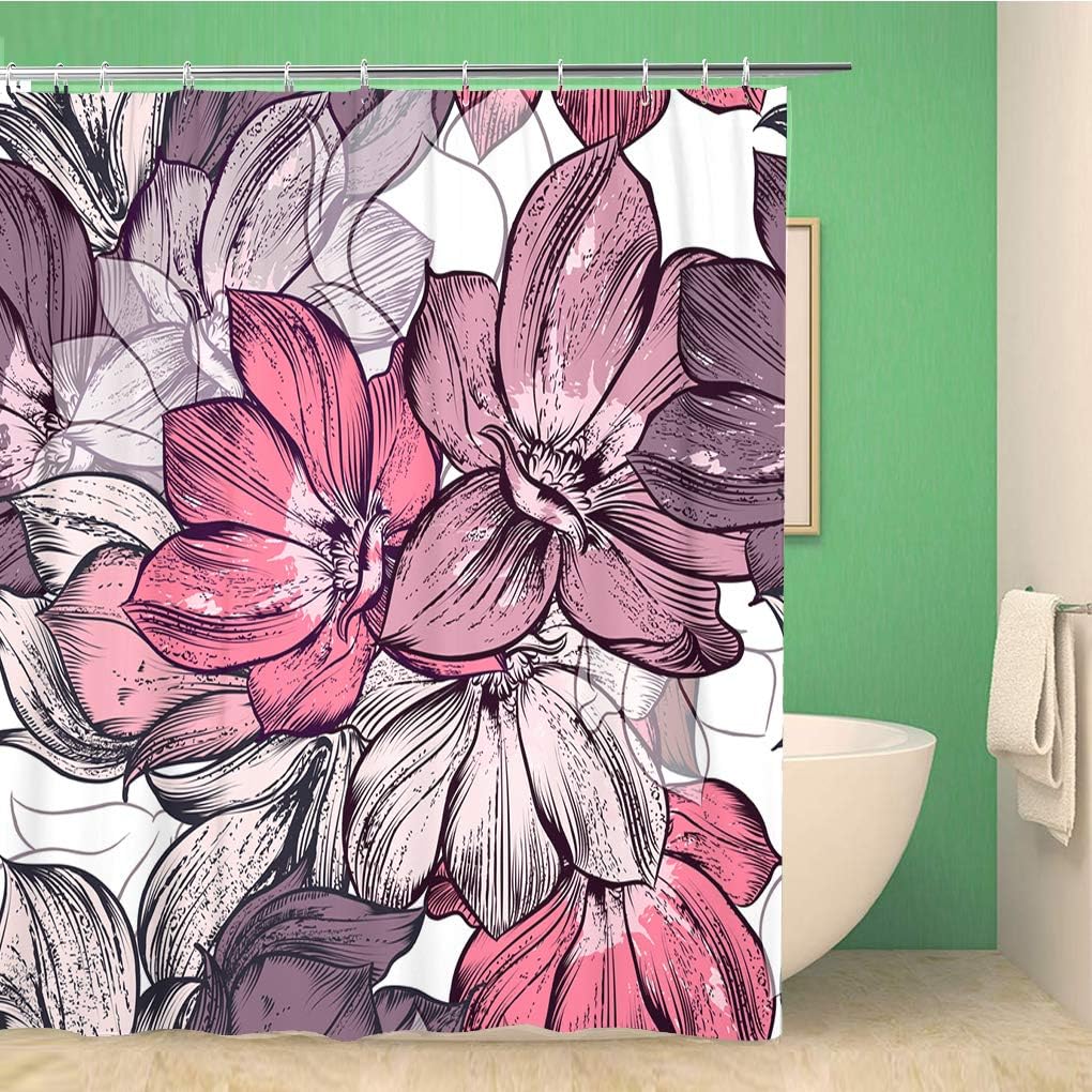 Magnolia Flowers Plants Shower Curtain - Awoweees Waterpoof Fabric Print