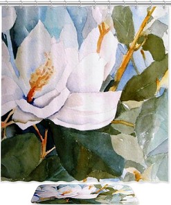 Magnolia Painting Shower Curtain For A Floral Bathroom