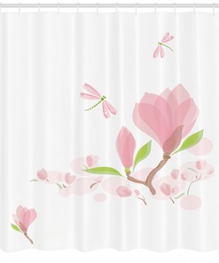 Magnolia Print Waterproof Shower Curtain for Rustic Bathroom Decor