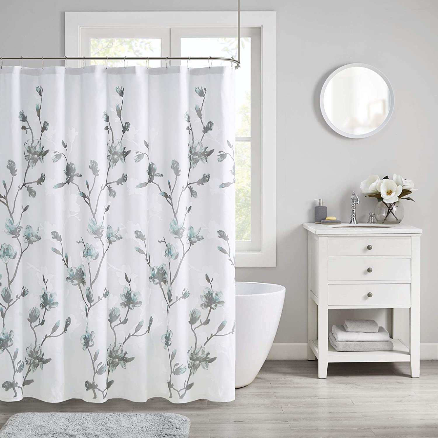 Magnolia Shower Curtain with Luxurious Floral Print - Bring Serenity and Elegance to Your Modern Bathroom Décor