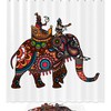 Maharajah Elephant Shower Curtain with Colorful Print for Bathroom Decor