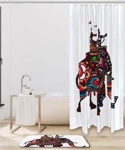 Maharajah Elephant Shower Curtain with Colorful Print for Bathroom Decor