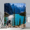 Majestic Black Bear Resting Shower Curtain With Wildlife Print For Rustic Bathroom Decor