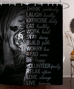 Majestic Black Tiger Motivational Quotes Shower Curtain for Inspiration