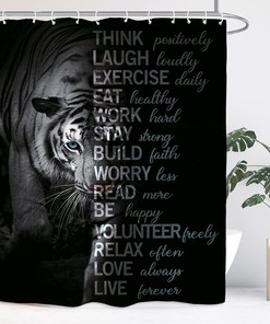 Majestic Black Tiger Motivational Quotes Shower Curtain for Inspiration