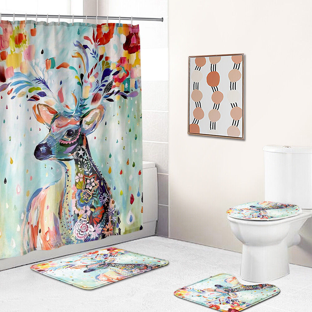 Majestic Deer Print Shower Curtain
