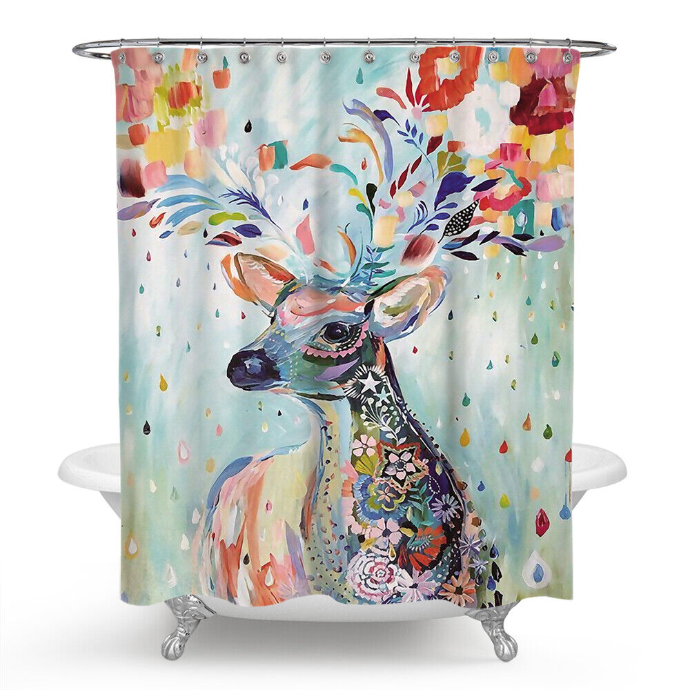 Majestic Deer Print Shower Curtain - Image 2