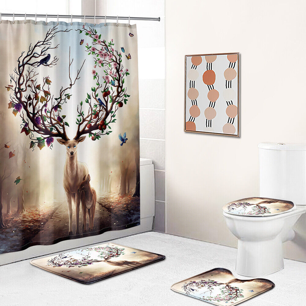Majestic Deer Shower Curtain For A Hunting Bathroom Decor, Nature-Inspired Bathroom Accessories