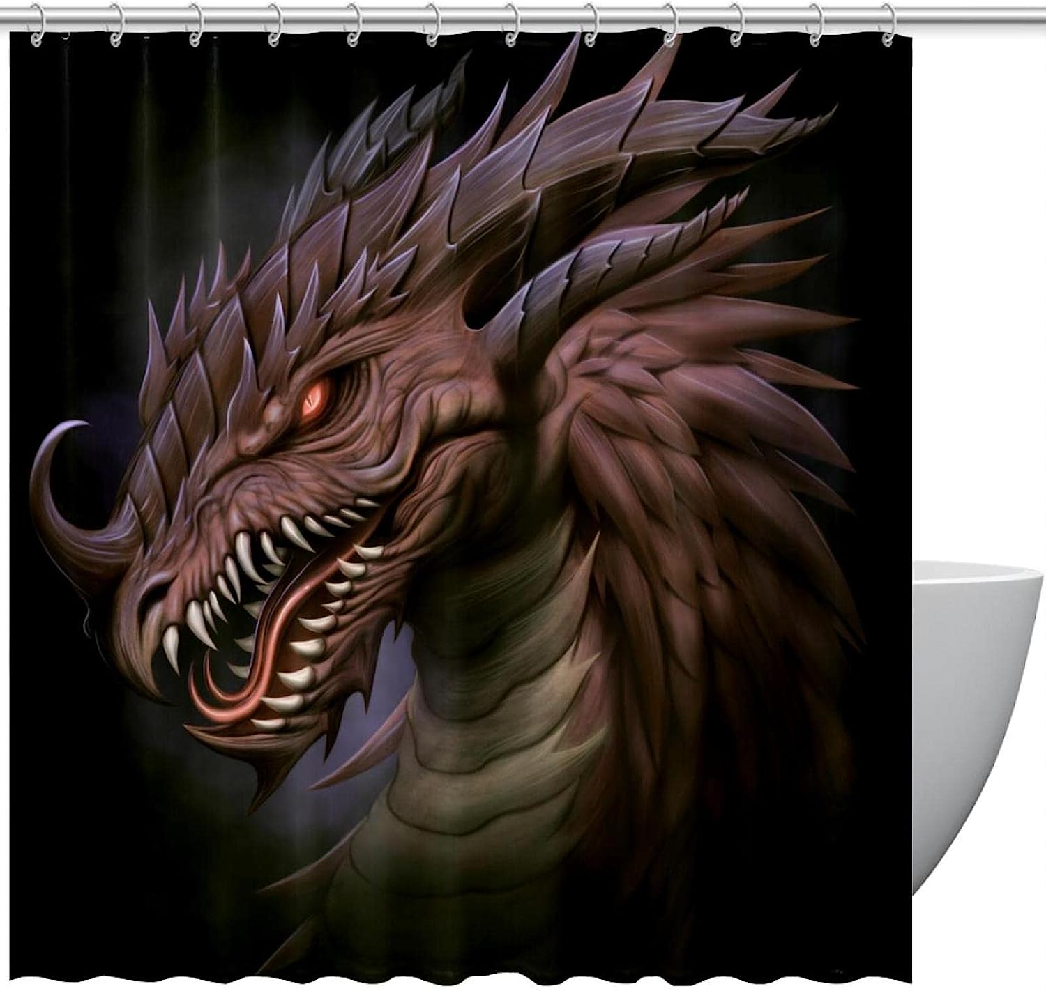 Majestic Dragon Pattern Shower Curtain Set For Any Bathroom