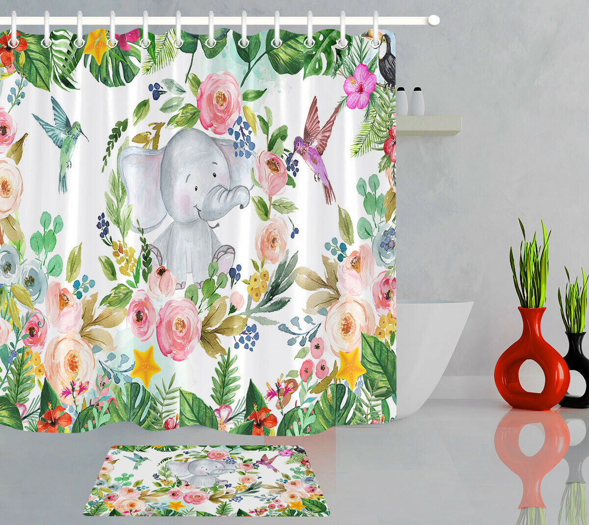 Majestic Elephant Shower Curtain With Quotes
