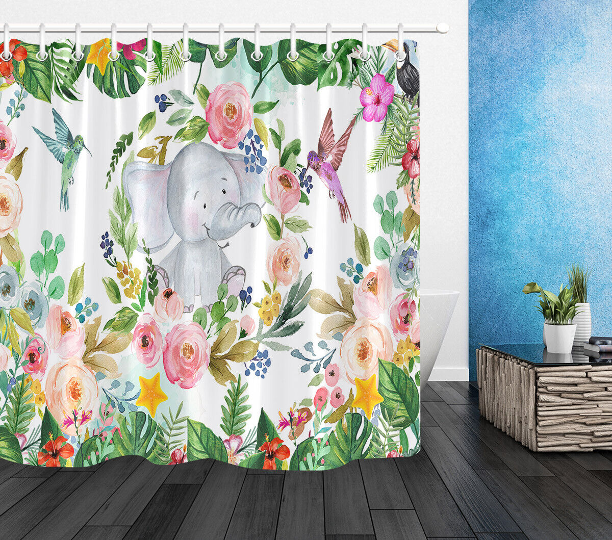 Majestic Elephant Shower Curtain With Quotes - Image 2