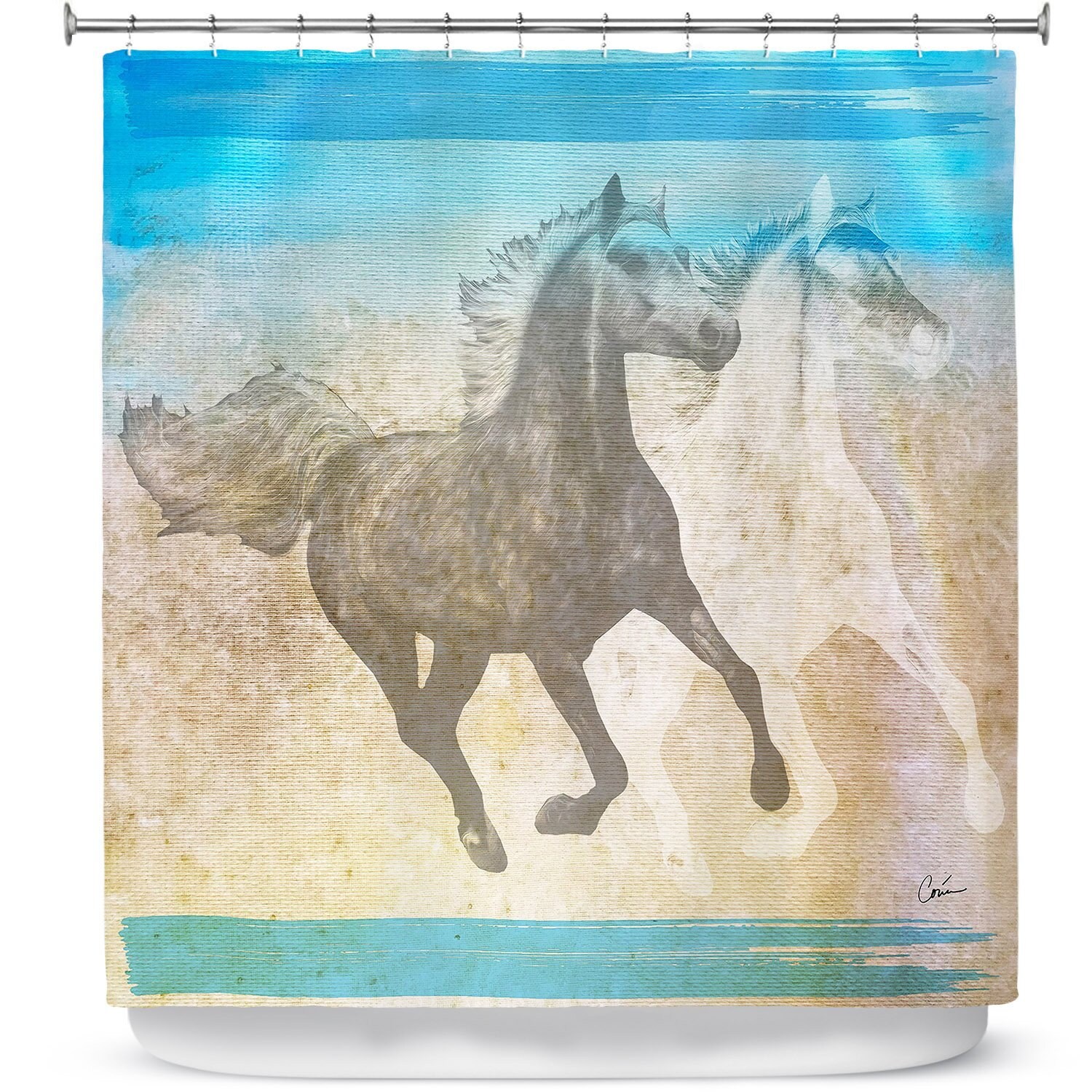 Majestic Horse Shower Curtain - Rustic Bathroom Decoration By Corina Gallery Llc