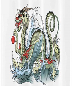 Majestic Japanese Dragon Stall Creature Shower Curtain For A Serene Bedroom