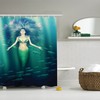 Majestic Mermaid and Sunfish Shower Curtain with Underwater World Print 