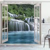 Majestic Paradise Waterfall Shower Curtain for Bathroom Decor 