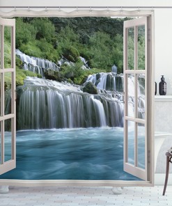 Majestic Paradise Waterfall Shower Curtain for Bathroom Decor 