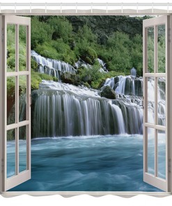 Majestic Paradise Waterfall Shower Curtain for Bathroom Decor