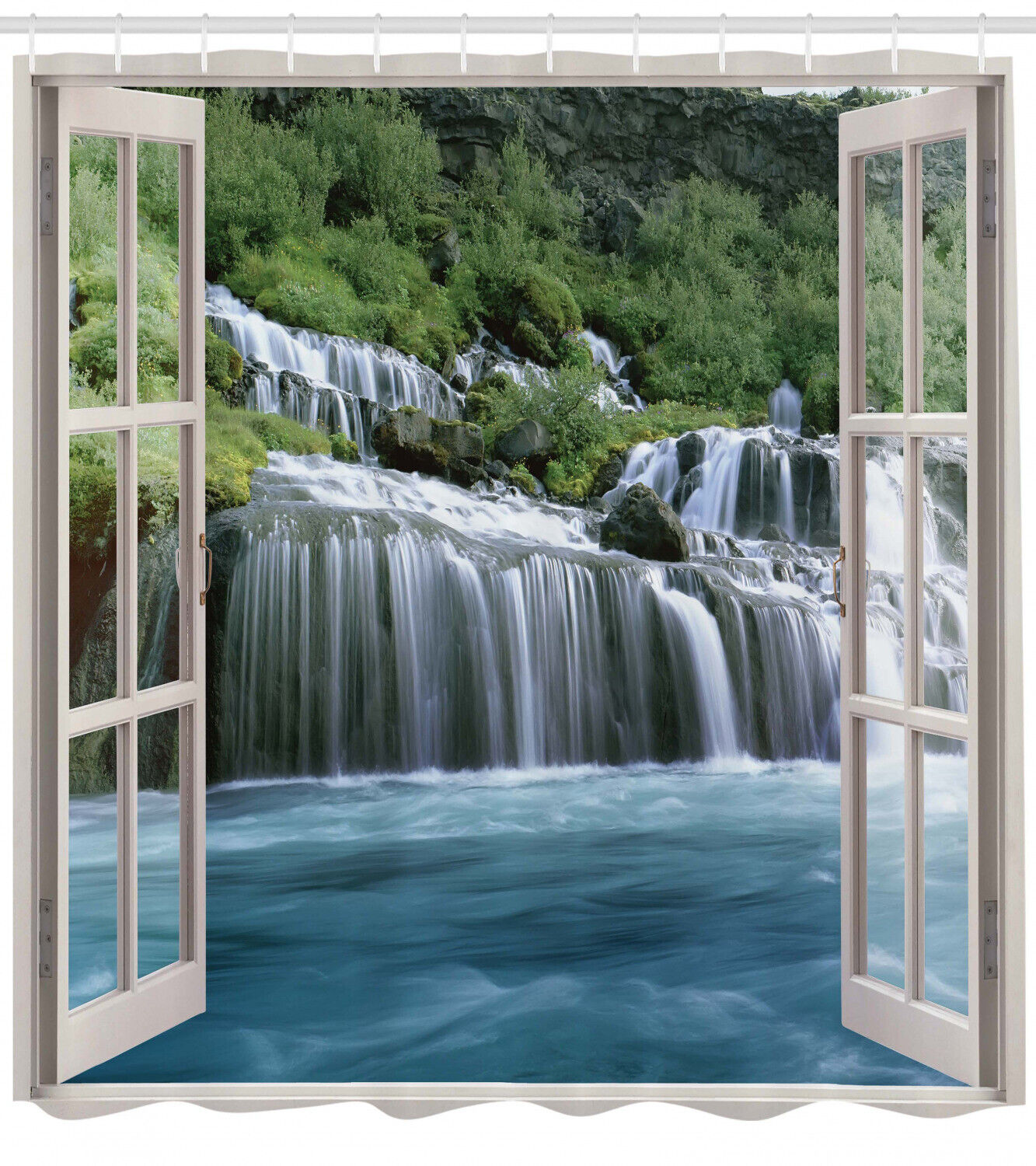 Majestic Paradise Waterfall Shower Curtain for Bathroom Decor