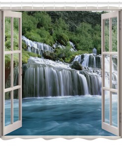 Majestic Paradise Waterfall Shower Curtain for Bathroom Decor