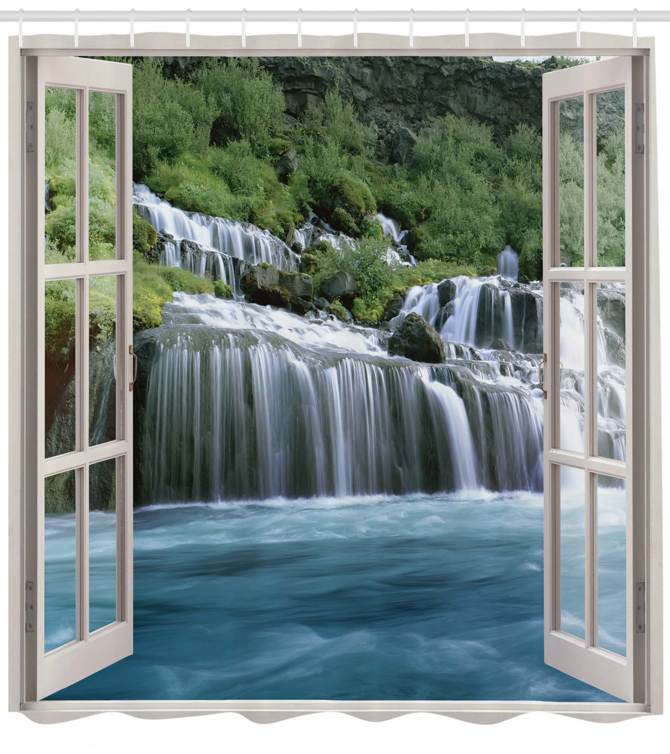 Majestic Paradise Waterfall Shower Curtain for Bathroom Decor
