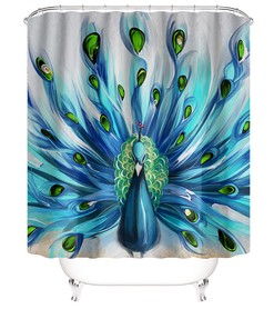 Majestic Peacock Feather Shower Curtain - Elegant Bathroom Decor