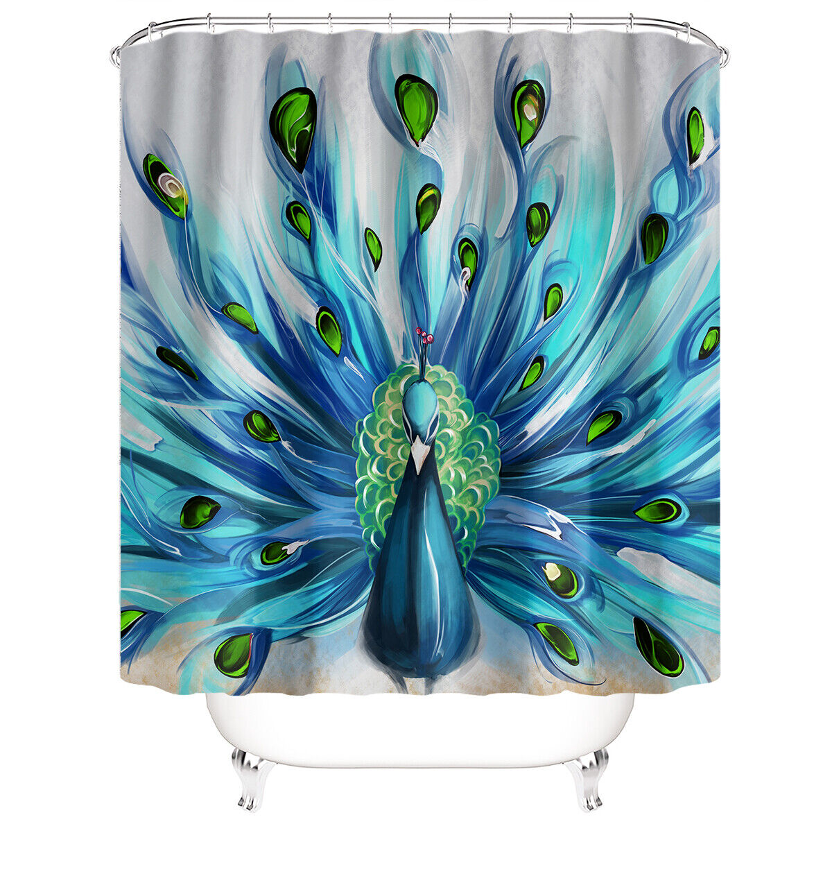 Majestic Peacock Feather Shower Curtain - Elegant Bathroom Decor