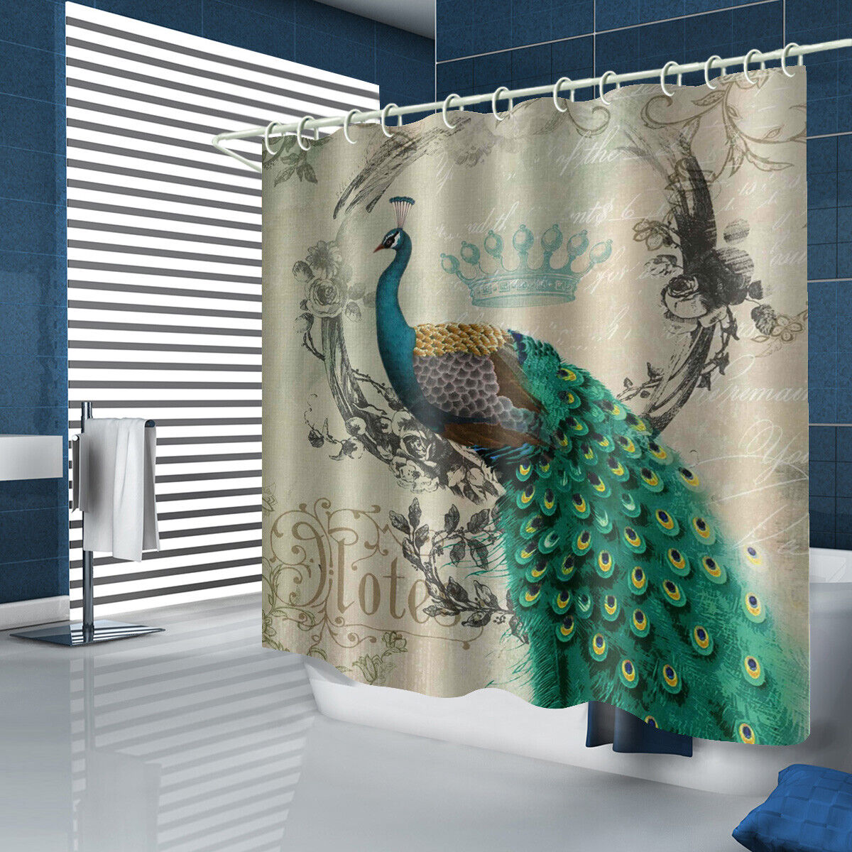 Majestic Peacock Feather Shower Curtain - Exotic Bathroom Decor