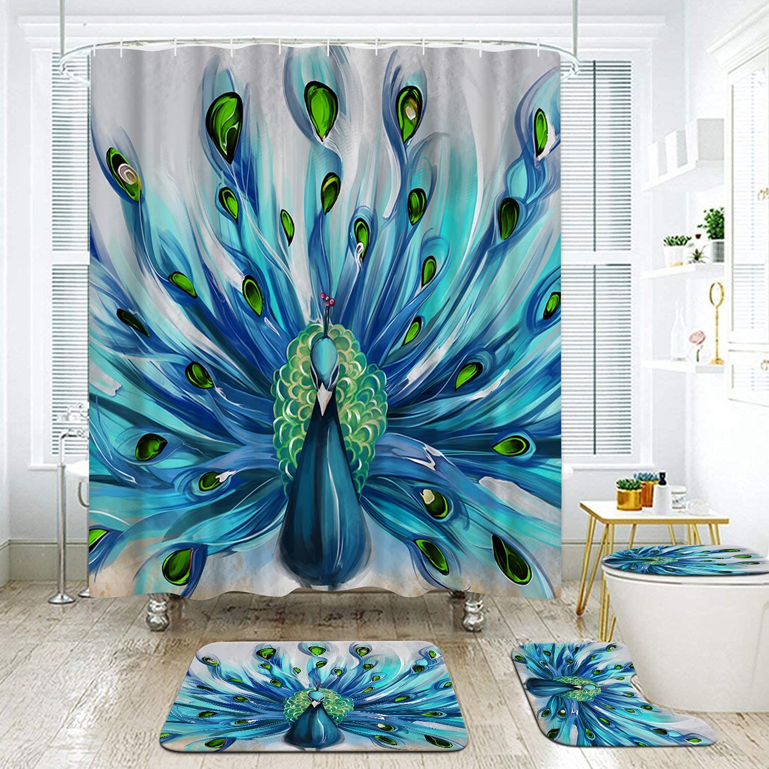 Majestic Peacock Shower Curtain For A Glamorous Bathroom Decor, Ornate Bathroom Accessories - Image 3