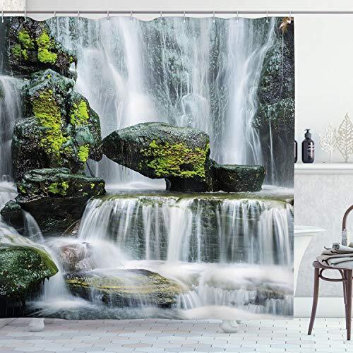 Majestic River Waterfall Shower Curtain - Mould and Mildew Resistant Bathroom Decor