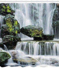 Majestic River Waterfall Shower Curtain - Mould and Mildew Resistant Bathroom Decor