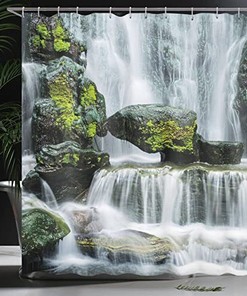 Majestic River Waterfall Shower Curtain - Mould and Mildew Resistant Bathroom Decor