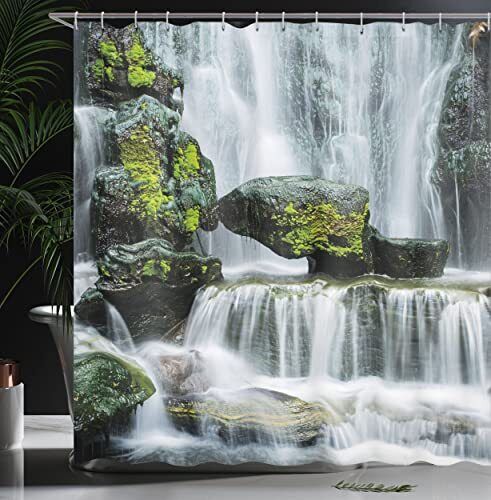 Majestic River Waterfall Shower Curtain - Mould and Mildew Resistant Bathroom Decor