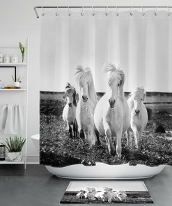 Majestic Running Horse Shower Curtain For Western Bathroom Decor